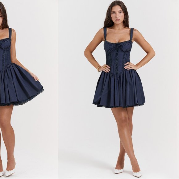 HOUSE OF CB 'Pietra' French Navy Corset Mini Dress NWOT - Picture 6 of 14